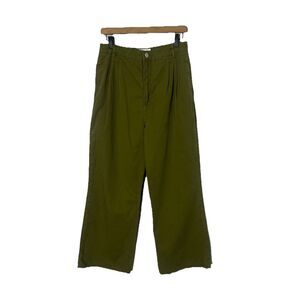 Frame Wide Leg Pants Women’s 27 Twill Pleated Surplus Green Trousers